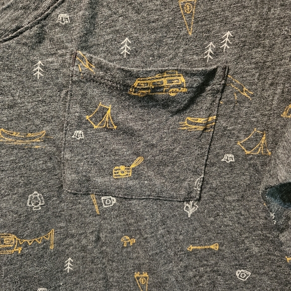 Torrid Sz 1x Gray and Gold Camping Graphic Women's V-Neck Tshirt - Picture 3 of 7